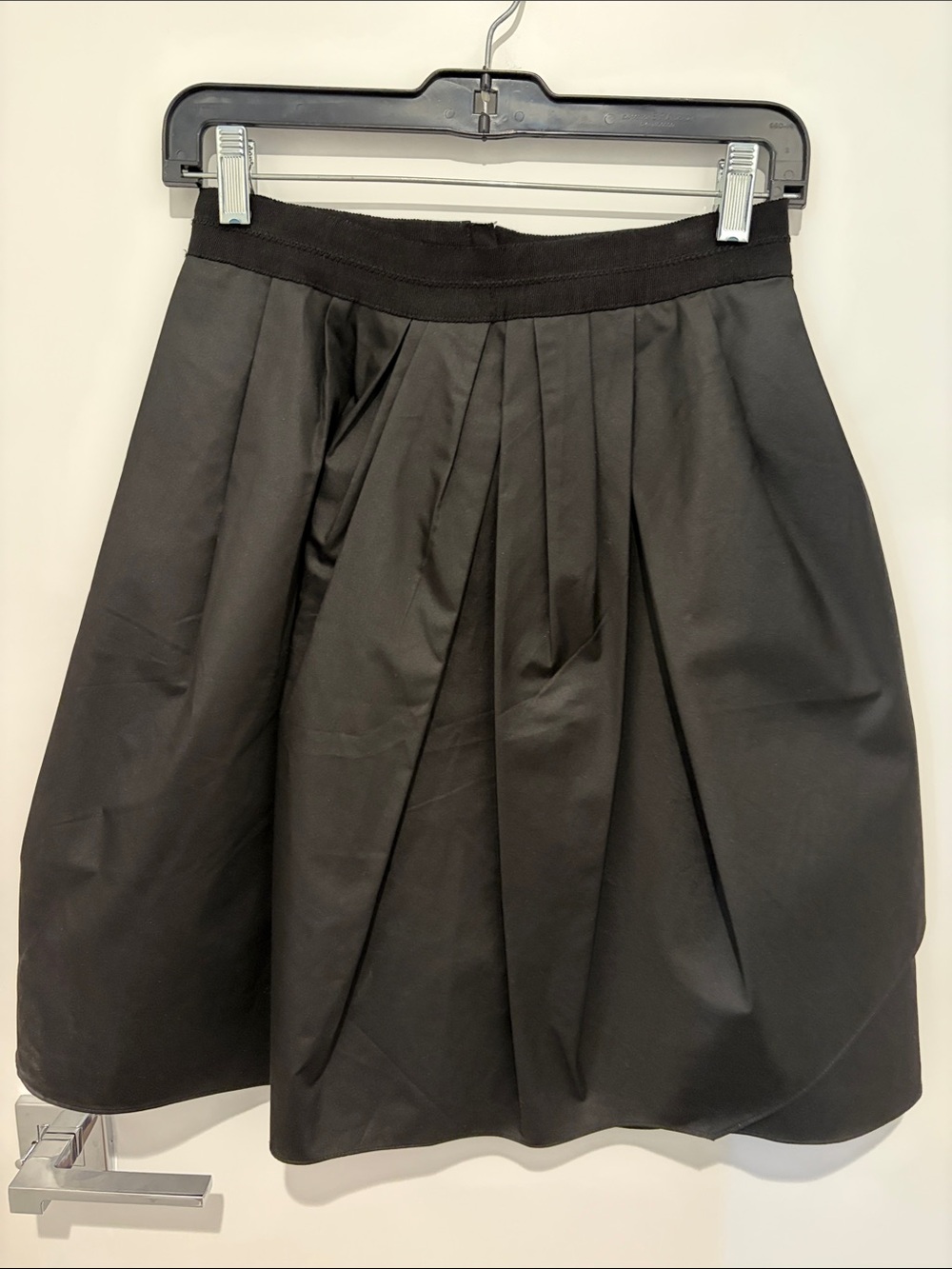 Carven Black A-Line Pleated Skirt